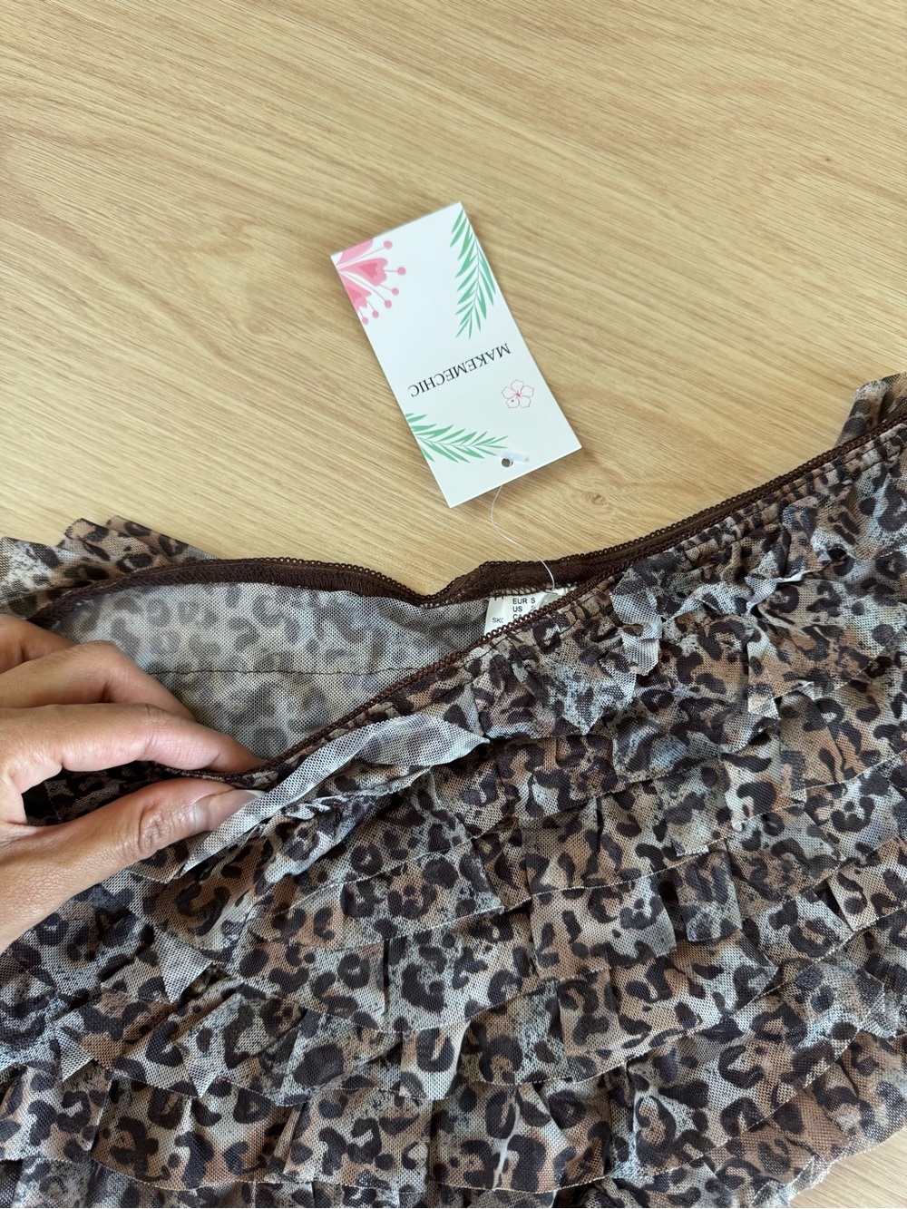 NWT Leopard Print Ruffle Mini Shorts - Picture 6 of 7